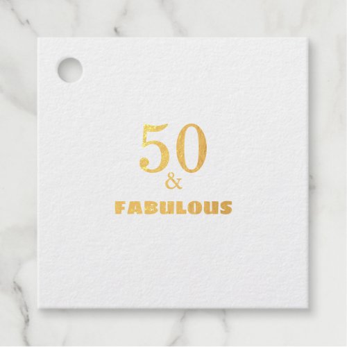 50 And Fabulous Black Gold Birthday Party Cute Foil Favor Tags