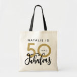 50 And Fabulous Black Gold Birthday Tote Bag at Zazzle