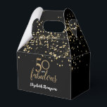 50 and fabulous Black gold confetti 50th Birthday  Favor Boxes<br><div class="desc">Introducing our "Gold, Black, and White Confetti 50 and Fabulous 50th Birthday Favor Box" – a stunning addition to any milestone birthday celebration. Inspired by the elegance of the "golden" birthday milestone, this favor box features a sophisticated confetti theme in gold, black, and white, adding a touch of glamour to...</div>