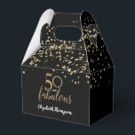 50 and fabulous Black gold confetti 50th Birthday  Favor Boxes<br><div class="desc">Introducing our "Gold, Black, and White Confetti 50 and Fabulous 50th Birthday Favor Box" – a stunning addition to any milestone birthday celebration. Inspired by the elegance of the "golden" birthday milestone, this favor box features a sophisticated confetti theme in gold, black, and white, adding a touch of glamour to...</div>
