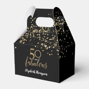 50 and fabulous Black gold confetti 50th Birthday Favor Boxes