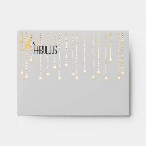 50 and Fabulous Black Gold Lights Glam Envelope