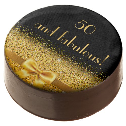 50 and fabulous black gold monogram name chocolate covered oreo