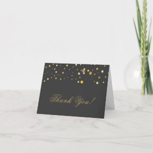 50 and Fabulous Black Golden Birthday Party Letterpress Thank You Card