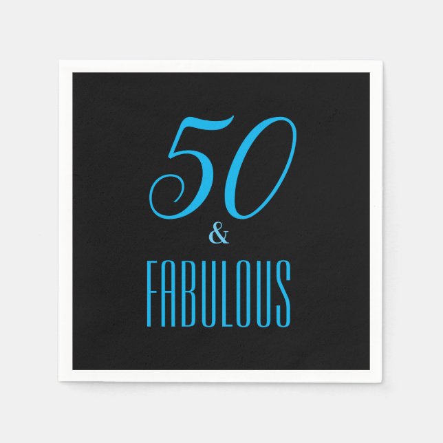 50 And Fabulous Black Party Napkin (Front)