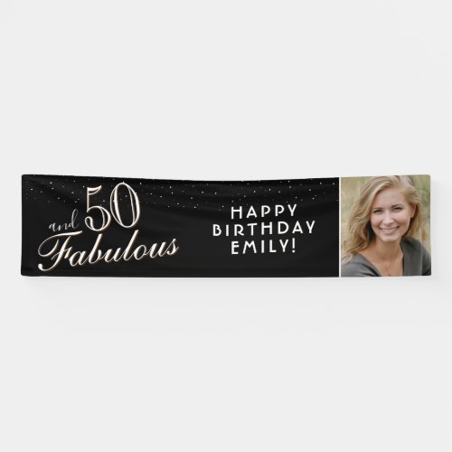 50 and Fabulous Black Photo 50th Birthday Party Banner