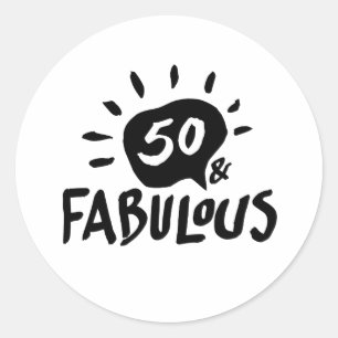 50 and Fabulous Black/White 50th Birthday Sticker