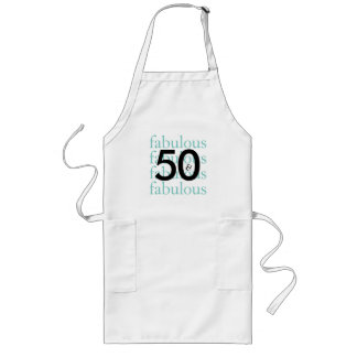 50 and Fabulous Black, White, Teal Apron