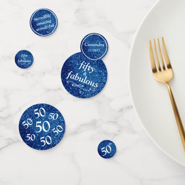 50 And Fabulous Blue Glitter Table Confetti (Group)