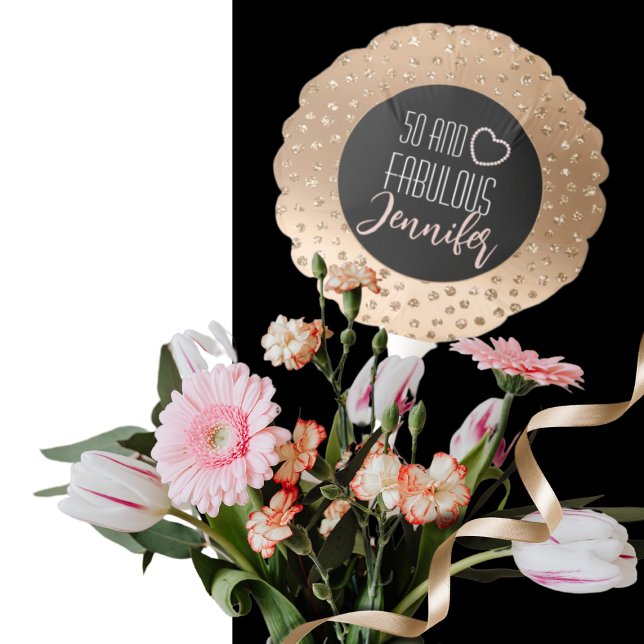 50 and Fabulous Blush Gold Black Girly 50 Birthday Balloon (Creator Uploaded)