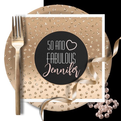 50 and Fabulous  Blush Gold Simple 50th Birthday  Napkins