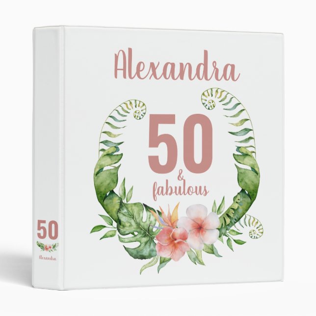 50 and fabulous blush pink Photo 3 Ring Binder (Front/Spine)