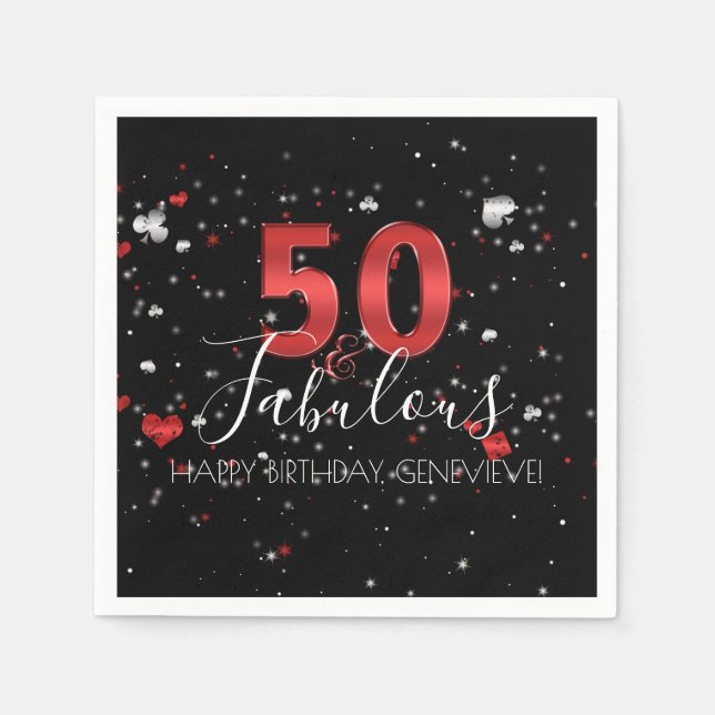 50 and Fabulous | Casino Vegas Birthday Napkins (Front)
