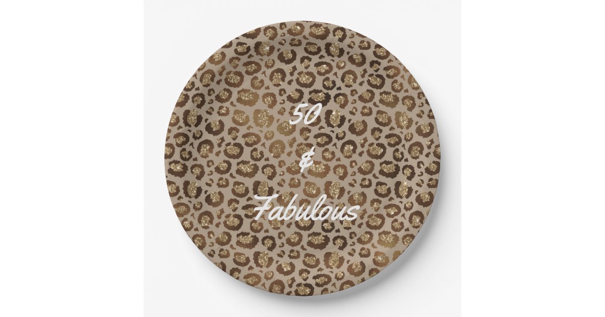 50 and Fabulous Cheetah Print Paper Plates | Zazzle