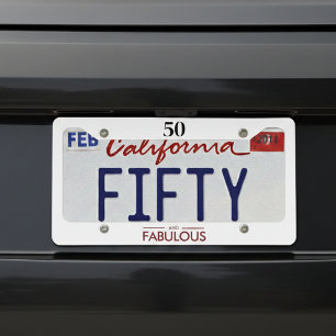 50 and Fabulous Cherry Wine Minimal License Plate Frame