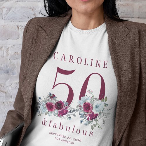 50 and fabulous chic floral 50th birthday party T_Shirt