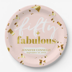 50 and Fabulous Chic Pink 50th Birthday Paper Plates