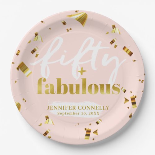 50 and Fabulous Chic Pink 50th Birthday  Paper Plates