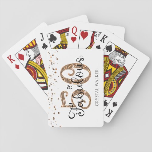 50 AND FABULOUS Copper Gold Party Backdrop Poker Cards