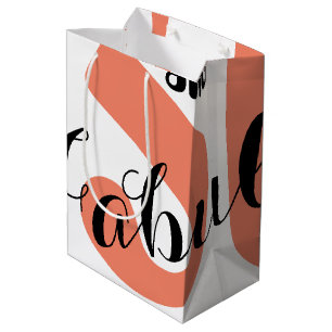 50 and Fabulous Coral Bold Party Favors Medium Gift Bag