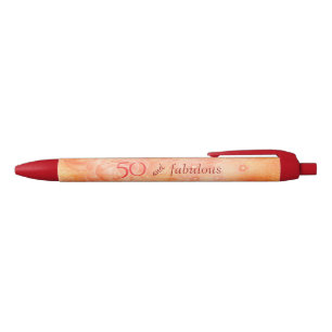 50 and fabulous Coral Rose Personalized Pen