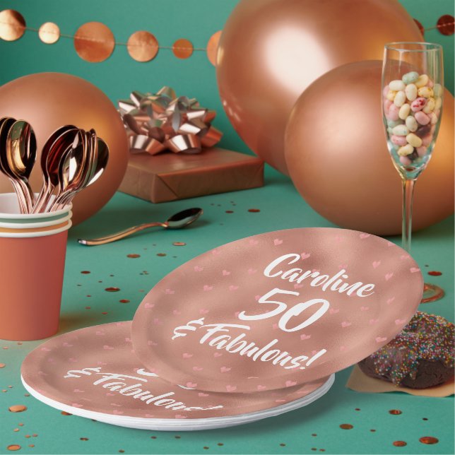 50 and Fabulous Custom Birthday Paper Plates (Multi)