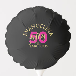 50 and Fabulous Custom Name Fiftieth Birthday Balloon