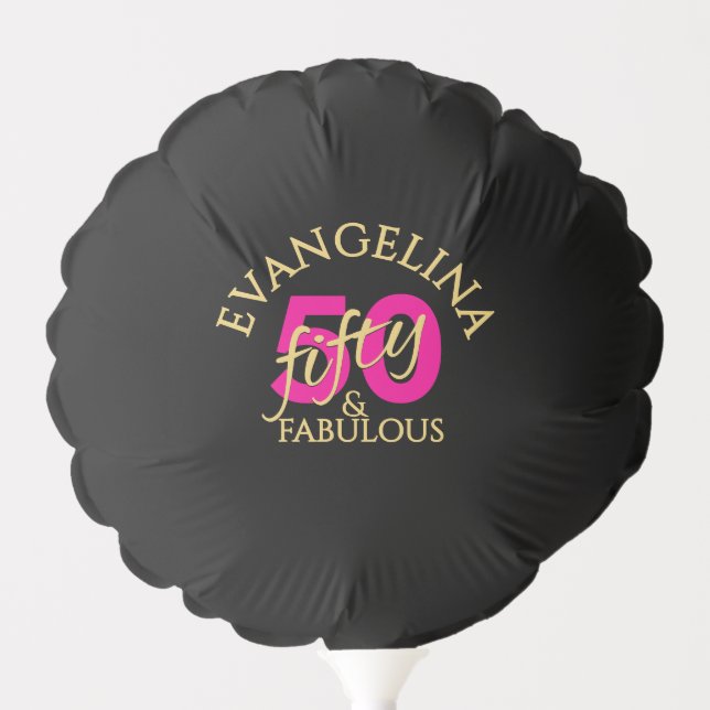 50 and Fabulous Custom Name Fiftieth Birthday Balloon (Front)