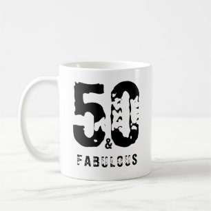 50 and fabulous custom name white black modern  coffee mug