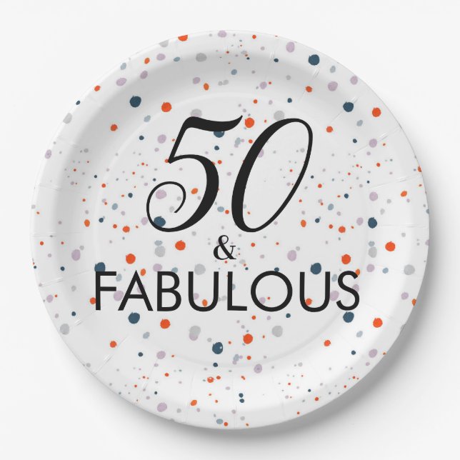50 And Fabulous Customizable Birthday Party   Paper Plates (Front)