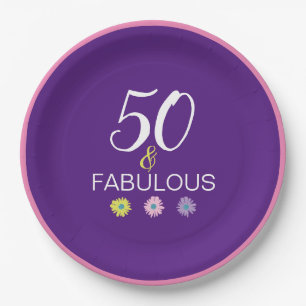 50 and Fabulous Daisy 21, 30 40, 60 age Paper Plates