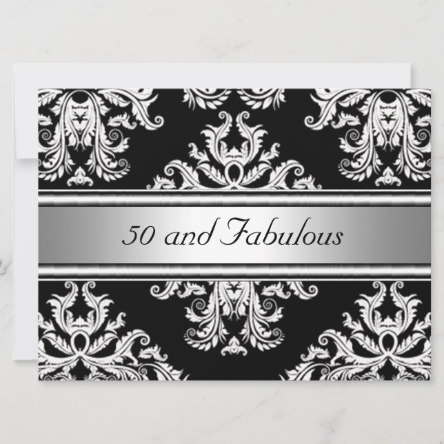 50 and Fabulous Damask Birthday Party Invitation (Front)