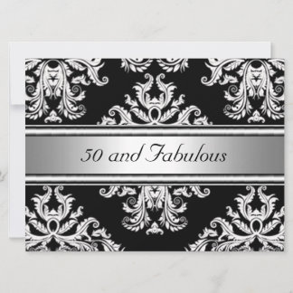 50 and Fabulous Damask Birthday Party Invitation