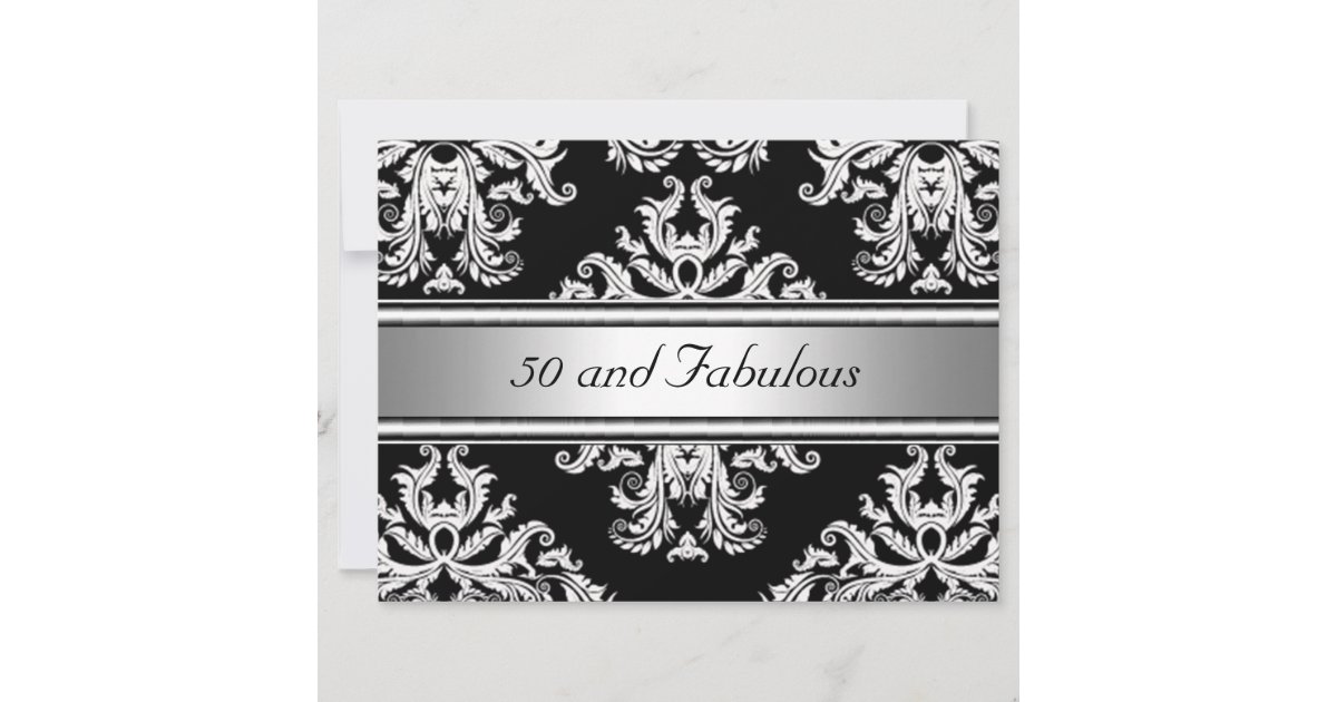 50 And Fabulous Damask Birthday Party Invitation Zazzle