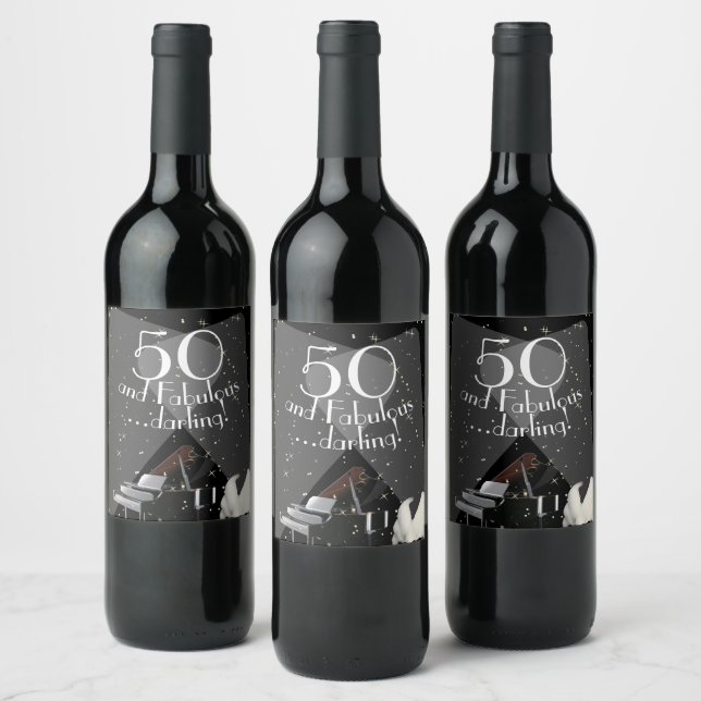 50 and Fabulous Darling Wine Label (Bottles)