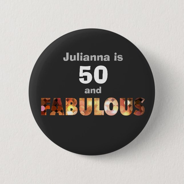 50 and fabulous disco text typography button (Front)