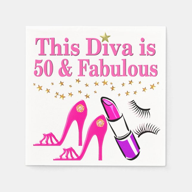 50 AND FABULOUS DIVA NAPKINS (Front)