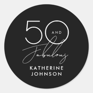 50 and Fabulous Elegant 50th Birthday Classic  Round Sticker