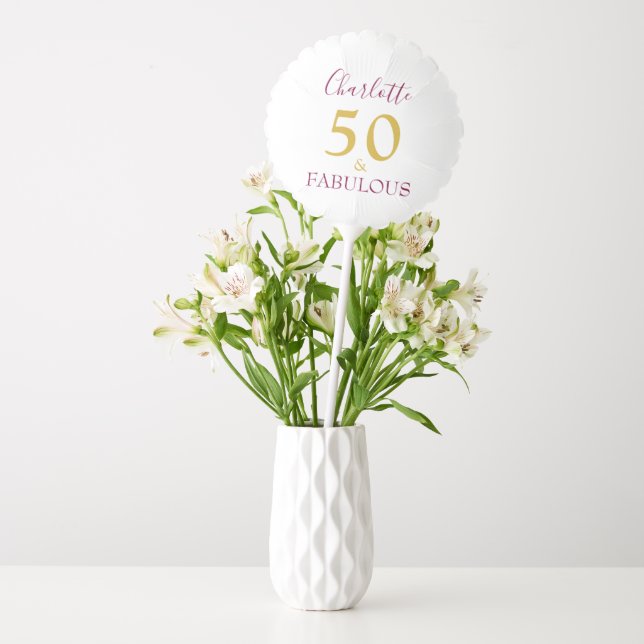 50 and Fabulous Elegant 50th Birthday Gold Balloon (Vase)