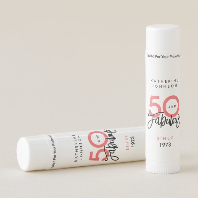 50 and Fabulous Elegant 50th Birthday  Lip Balm (Front)