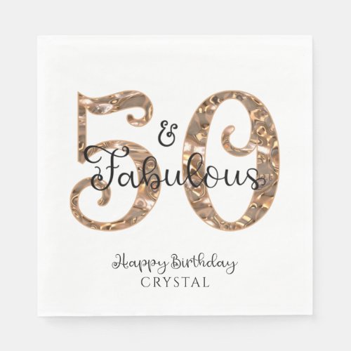 50 AND FABULOUS Elegant 50th Birthday Personalized Napkins