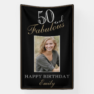 50 and Fabulous Elegant 50th Birthday Photo Banner