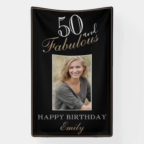 50 and Fabulous Elegant 50th Birthday Photo  Banner