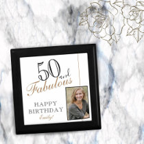 50 and Fabulous Elegant 50th Birthday Photo Gift Box