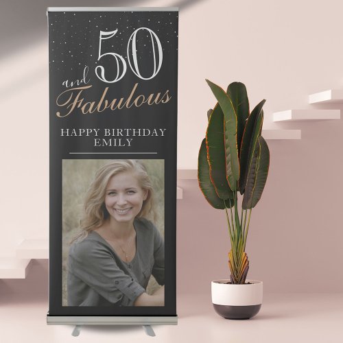 50 and Fabulous Elegant 50th Birthday Photo  Retractable Banner