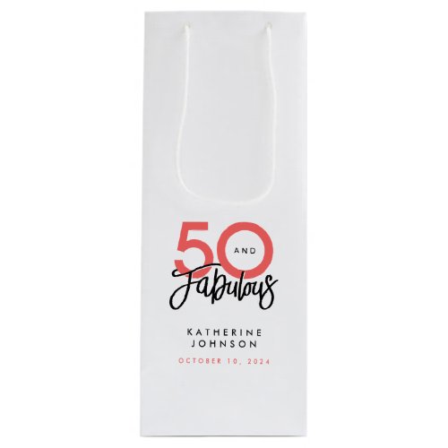 50 and Fabulous Elegant 50th Birthday  Wine Gift Bag
