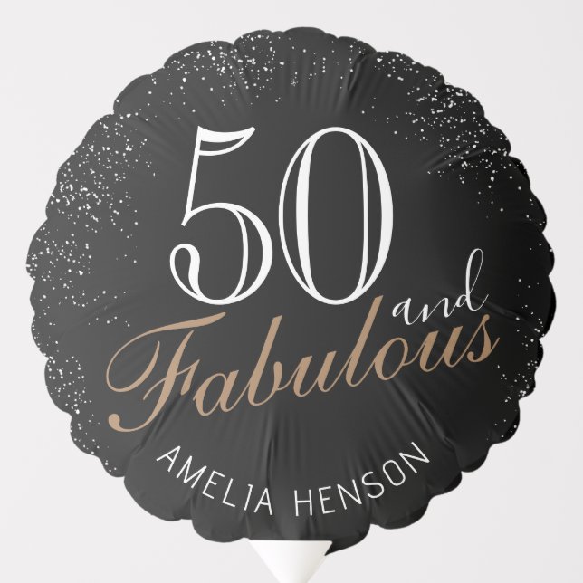 50 and Fabulous Elegant Black 50th Birthday Balloon (Front)