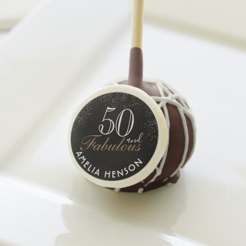 50 and Fabulous Elegant Black 50th Birthday Cake Pops