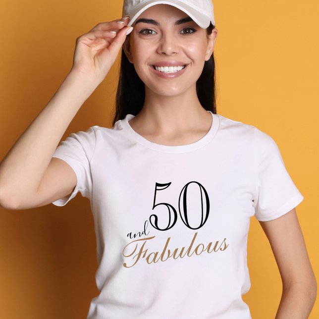 50 and Fabulous Elegant Black Script Birthday T-Shirt (Creator Uploaded)