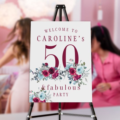 50 and fabulous elegant floral 50th birthday party foam board